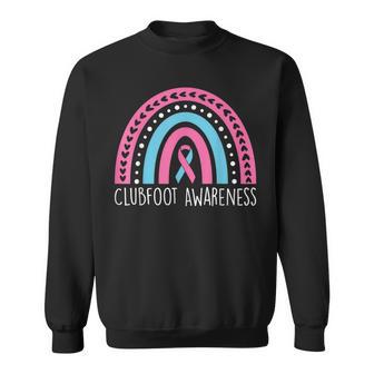 Clubfoot Awareness Month Pink & Blue Ribbon Clubfoot Fighter Sweatshirt - Seseable