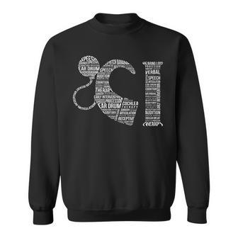 Cochlear Implant With Hearing Loss Words Sweatshirt - Monsterry AU