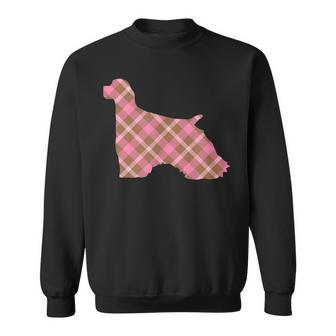 Cocker Spaniel Pink Plaid Dog Silhouette V1 Sweatshirt - Monsterry