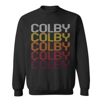 Colby Retro Wordmark Pattern Vintage Style Sweatshirt - Monsterry