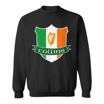 Collins Irish Name Ireland Flag Harp Family Sweatshirt - Seseable