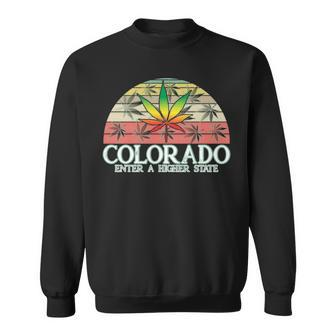 Colorado Enter A Higher State Retro Vintage Rainbow Weed Sweatshirt | Mazezy