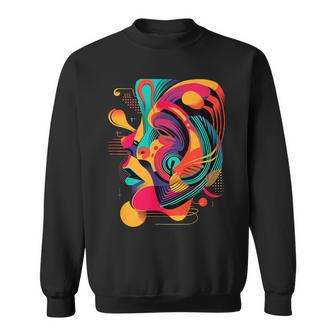 Colorful And Abstract Face Modern Art Geometric Sweatshirt - Monsterry UK