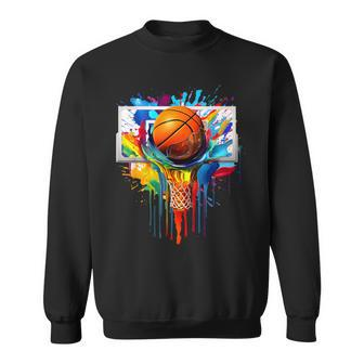 Colorful Basketball Tie Dye Color Splash Hoop Net Slam Dunk Sweatshirt | Mazezy