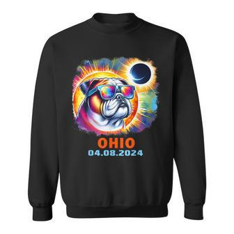 Colorful Bulldog Total Solar Eclipse 2024 Ohio Sweatshirt | Mazezy
