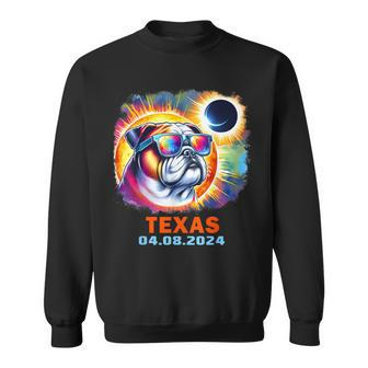 Colorful Bulldog Total Solar Eclipse 2024 Texas Sweatshirt | Mazezy