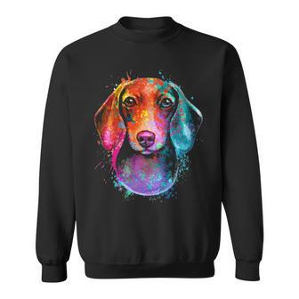 Colorful Dachshund Dog Art Illustration Sweatshirt | Mazezy