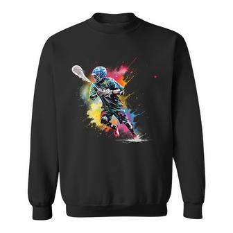 Colorful Lacrosse Player Boy On Lacrosse Sweatshirt | Mazezy