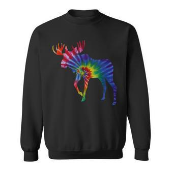 Colorful Moose In Tye Dye Pattern For A Tie Dye Sweatshirt - Monsterry AU