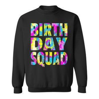 Colorful Tie Dye Birthday Squad Matching Group Sweatshirt - Monsterry