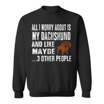 Comical Dachshund All I Worry About Sweatshirt | Mazezy