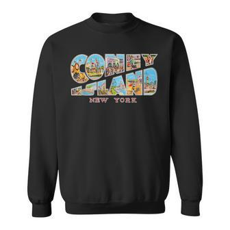 Coney Island New York Ny Vintage Retro Souvenir Sweatshirt - Monsterry DE