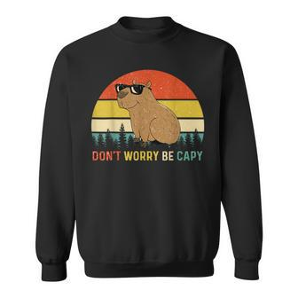 Cool Capybara Don't Worry Be Cappy Vintage Rodent Meme Sweatshirt - Monsterry