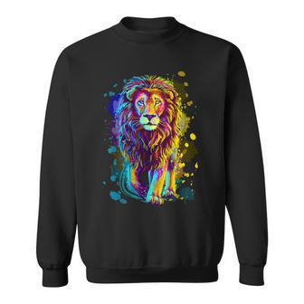 Cool Colorful Wild Lion Stylish T Lion Graphic Sweatshirt - Monsterry AU