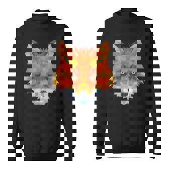 Cool Cute Orange Fox Face Geometric Polygon Animal Graphic Sweatshirt - Thegiftio UK