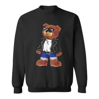 Cool Cute Teddy Bear With Sunglasses Leather Jacket & Jeans Sweatshirt - Monsterry UK