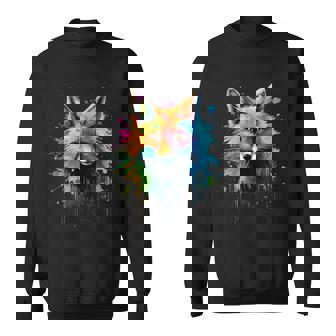 Cool Fox On Colorful Painted Fox Sweatshirt - Thegiftio UK