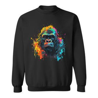 Cool Gorilla On Colorful Painted Gorilla Sweatshirt - Monsterry DE