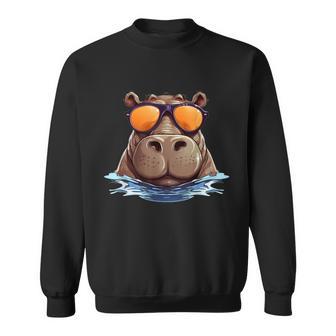 Cool Hippo With Sunglasses For Animals Costume Sweatshirt - Monsterry AU