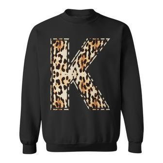 Cool Letter K Initial Name Leopard Cheetah Print Sweatshirt - Monsterry UK