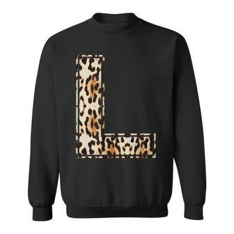 Cool Letter L Initial Name Leopard Cheetah Print Sweatshirt - Monsterry