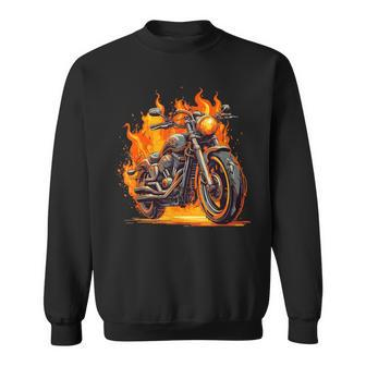 Cool Motorbike Flames And Burning Motorcycle Love Sweatshirt - Monsterry