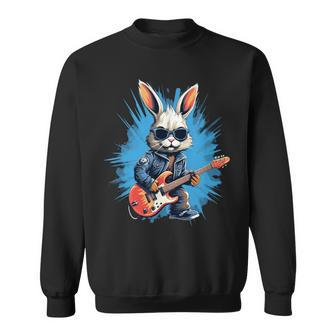 Cool Rocker Bunny With Electric Guitar For Rock Easter Event Sweatshirt - Thegiftio UK
