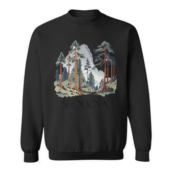 Cool Sequoia National Park Hiking Watercolor Graphic Sweatshirt - Seseable