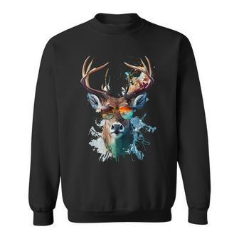 Cool Stag With Sunglasses Sweatshirt - Seseable