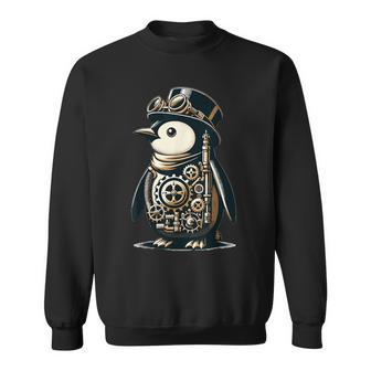 Cool Steampunk Aesthetic Penguin Lover Vintage Penguin Sweatshirt - Thegiftio UK
