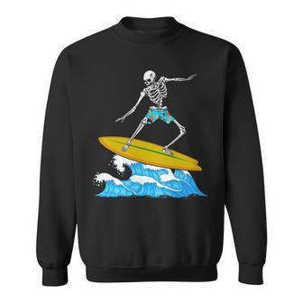 Cool Surfing Skeleton Surfer Surfboard Lovers Sweatshirt | Mazezy