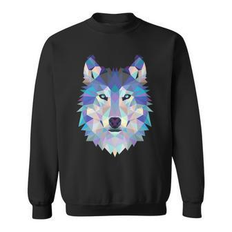 Cool Unique Wolf Geometric Graphic Animal Sweat Sweatshirt | Mazezy