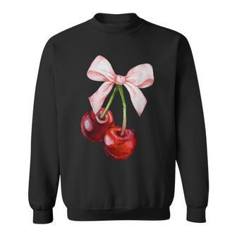 Coquette Cherry And Bows Kawaii Cherry Aesthetic Trendy Sweatshirt - Thegiftio UK