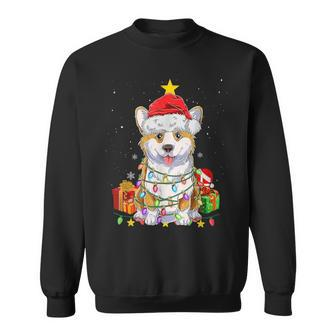Corgi Santa Christmas Tree Lights Xmas Boys Corgmas Dog Sweatshirt | Mazezy AU