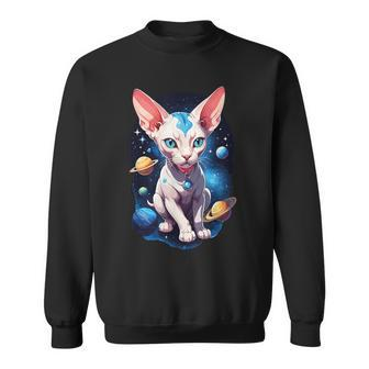 Cosmic Cat Sphynx Cat Kitty Space Galaxy Hairless Sphynx Cat Sweatshirt - Seseable