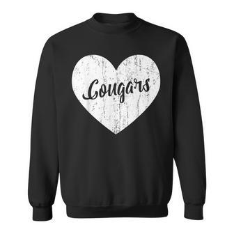 Cougars School Sports Fan Team Spirit Mascot Cute Heart Sweatshirt - Monsterry UK