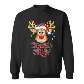 Cousin Crew Christmas Santa Hat Reindeer Buffalo Plaid Red Sweatshirt | Mazezy
