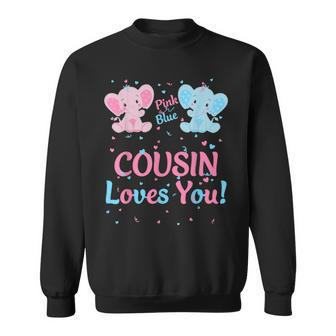 Cousin Gender Reveal Elephant Pink Or Blue Matching Family Sweatshirt - Monsterry UK