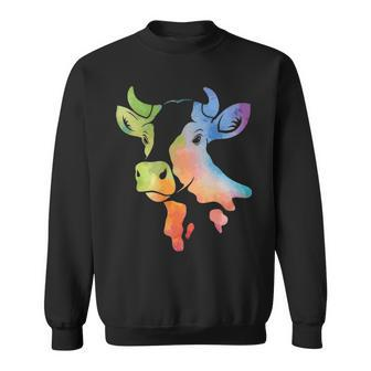 Cow For Women Cute Cowgirl Lover Watercolor Country T Sweatshirt | Mazezy