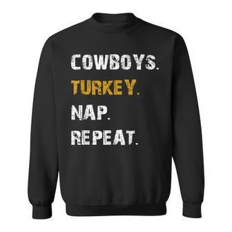 Cowboys Turkey Nap Repeat Thanksgiving Football Sweatshirt - Monsterry