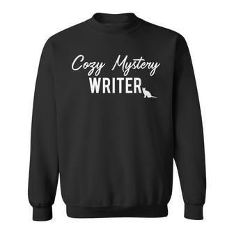 Cozy Mystery Writer With Cat Silhouette Sweatshirt - Monsterry UK