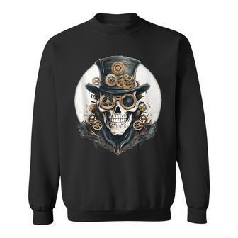 Creepy Steampunk Skulls And Gears Inspiration Graphic Sweatshirt - Monsterry