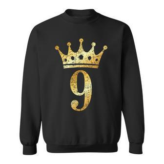 Crown Number 9 Vintage Yellow 9Th Birthday Sweatshirt - Monsterry