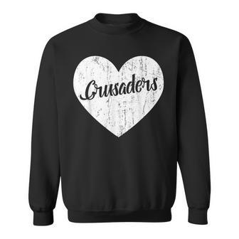 Crusaders School Sports Fan Team Spirit Mascot Heart Sweatshirt - Monsterry