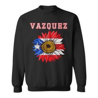 Custom Vazquez Surname Family Name Puerto Rico Flag Sweatshirt - Seseable