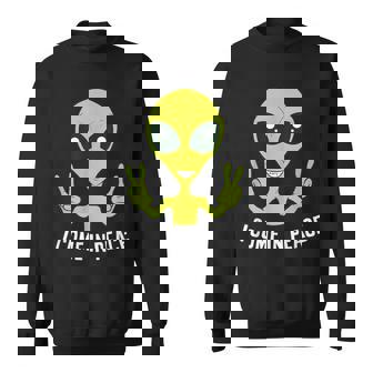Cute Alien I Come In Peace Space Rave Edm Music Alien Sweatshirt - Thegiftio