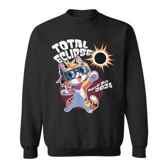 Cute Anime Cat Total Solar Eclipse 2024 Sweatshirt - Seseable