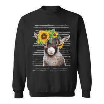 Cute Baby Goat Sunflower Vintage Retro Goat Sun Flower Sweatshirt | Mazezy