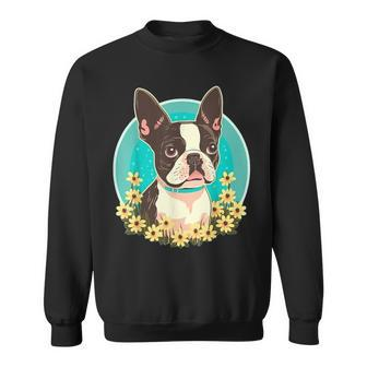 Cute Boston Terrier Dog On Boston Terrier Lover Sweatshirt | Mazezy