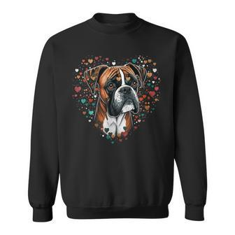 Cute Boxer Dog On Boxer Dog Lover Sweatshirt - Monsterry